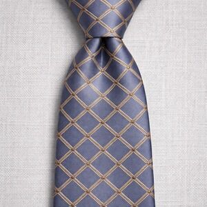 Vintage Y2K Brooks Brothers Silk Diamond Tie Men Blue Gold Preppy Italy Ivy USA